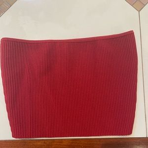 Babaton Dark Red Ribbed Cropped Tube Top
